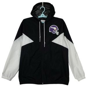Minnesota Vikings Mitchell & Ness‎ NFL Large Windbreaker Jacket Black White NWT